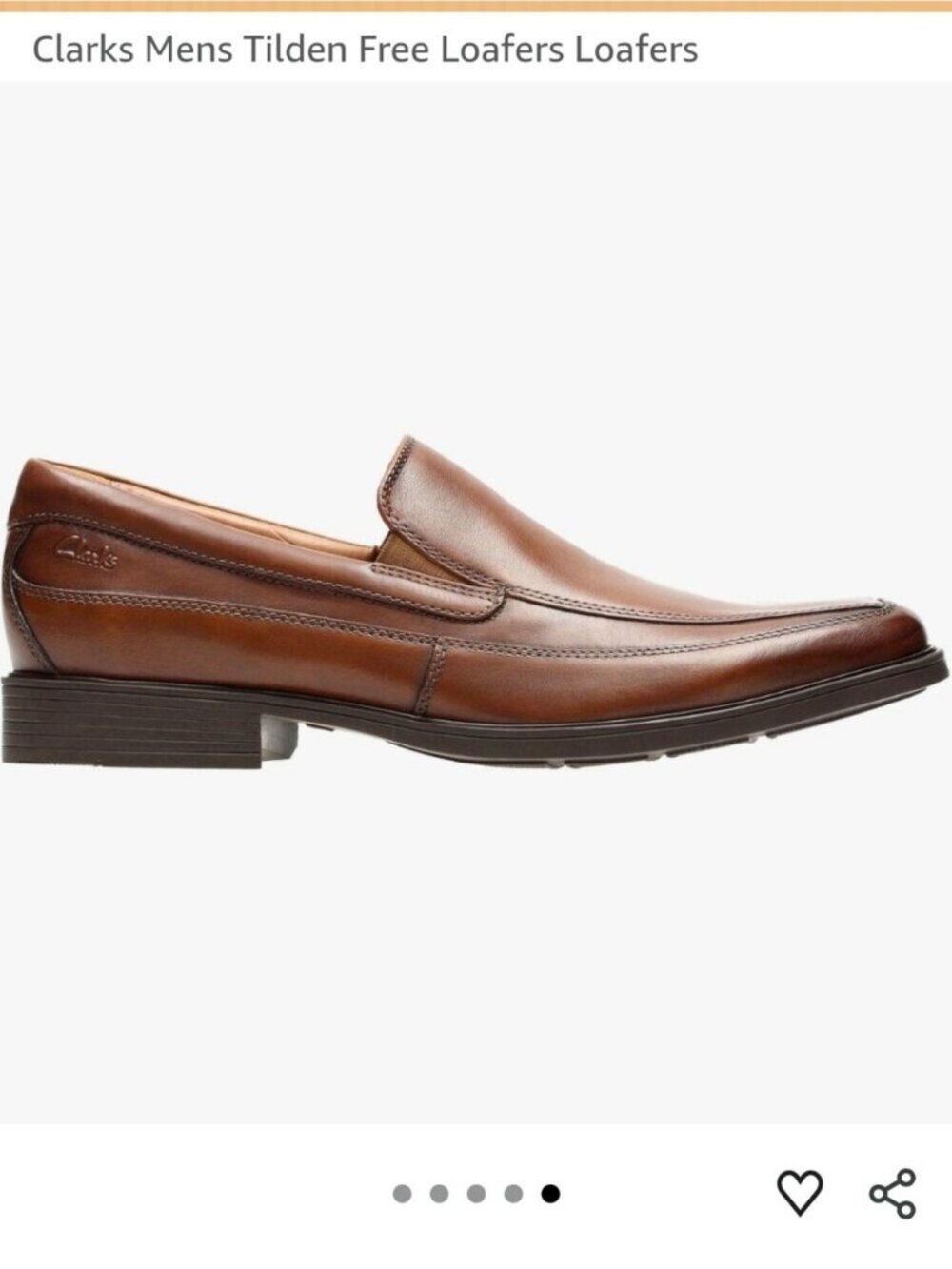 Clarks Men's  Loafer Shoes Tilden Free Cognac Leather Slip On Ortholite Size 7 - Picture 6 of 12